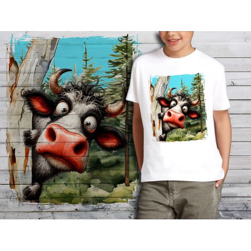 T-Shirt Blanc Enfant Animal Drole Vache 820