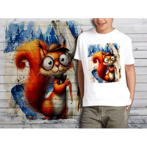 T-Shirt Blanc Enfant Animal Drole Ecureuil 817