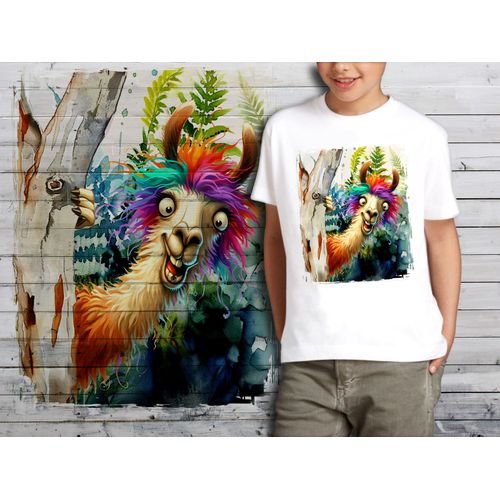 T-Shirt Blanc Enfant Animal Drole Lama 828