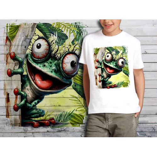 T-Shirt Blanc Enfant Animal Drole Grenouille 826