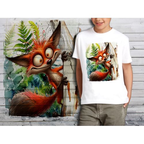 T-Shirt Blanc Enfant Animal Drole Renard 813