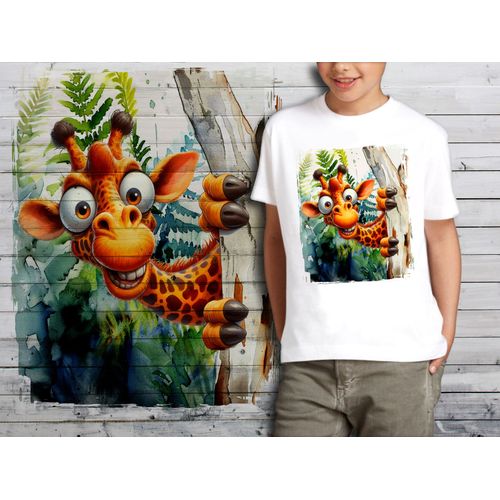 T-Shirt Blanc Enfant Animal Drole Girafe 818