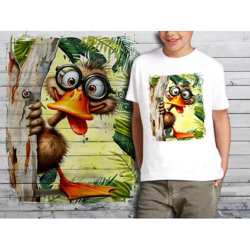 T-Shirt Blanc Enfant Animal Drole Canard 816