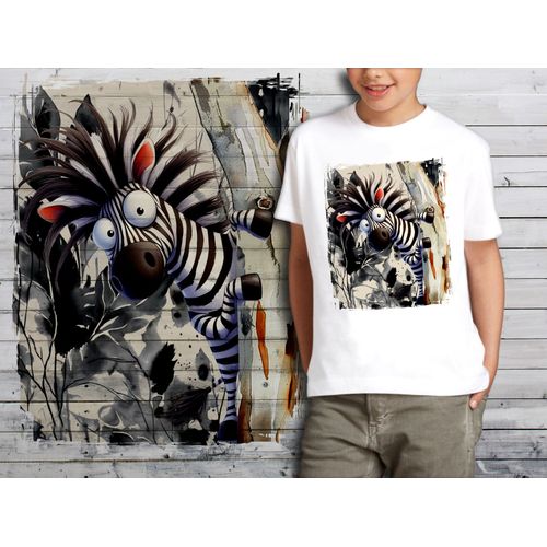 T-Shirt Blanc Enfant Animal Drole Zebre 819
