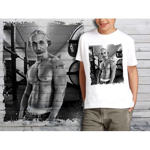 T-Shirt Blanc Enfant Musculation Albert Einstein E=Mc2 853