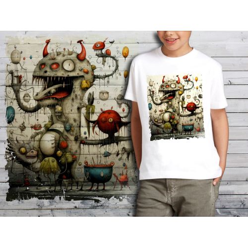 T-Shirt Blanc Enfant Monstre Crazy Monster 855