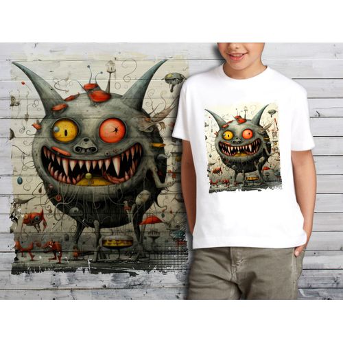 T-Shirt Blanc Enfant Monstre Crazy Monster 854