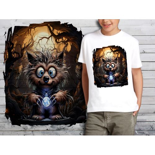 T-Shirt Blanc Enfant Animal Fou Chien Halloween 851