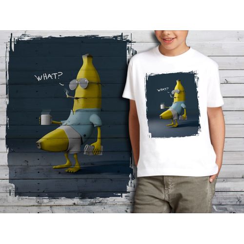 T-Shirt Blanc Enfant Humour Drole Banane Cafe Clope 852