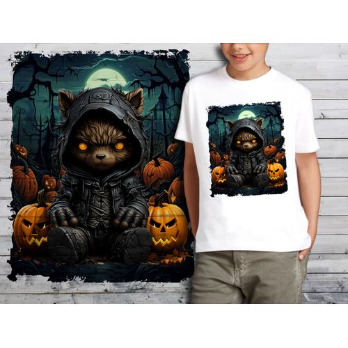 T-Shirt Blanc Enfant Ourson Dark Teddy Bear Halloween 710