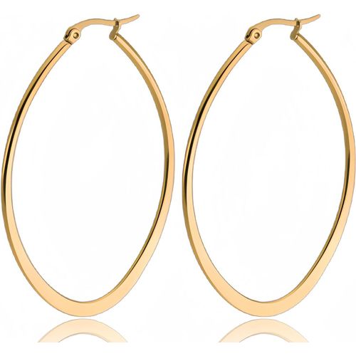 Boucles D'oreilles Créoles Ovales - 40 Mm - En Titane Chirurgical - En Acier Inoxydable - Hypoallergéniques - Pour Femme[Q2371]