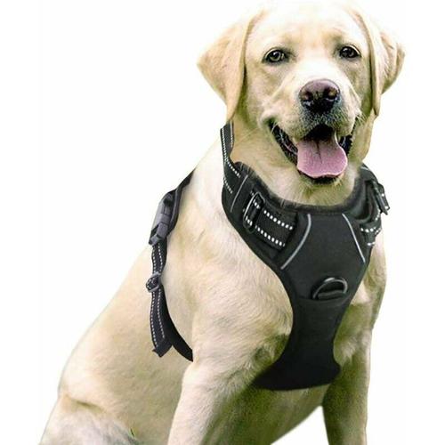 Harnais Pour Chien Anti-Traction,Harnais Pour Chien Facile À Installer Harnais Réfléchissant Réglable Avec Harnais À Clip Avant Pour Chiens De Taille Moyenne Et Grande, Noir