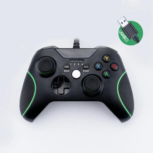 Manette Filaire Usb Pour Microsoft Xbox One, Contrôleur De Jeu Vidéo, Manette De Jeu Mince, Manette De Jeu Pomerstick, Pc Windows-Black