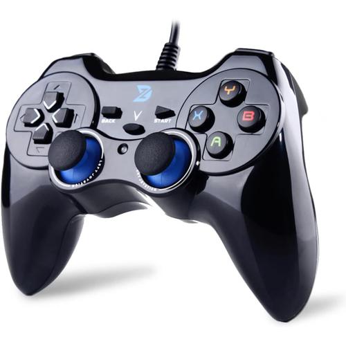 V+ Feedback De Vibration Usb Par Fil Manette De Jeu Gamepad Controller Joystick Pour Pc(Windows Xp/7/8/8.1/10) & Ps3 & Android (Cadre Ps) - [Noir][Dnz060932]