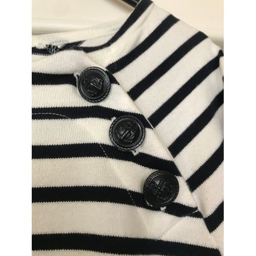 Marinière Petit Bateau Boutonnée Blanc&bleu