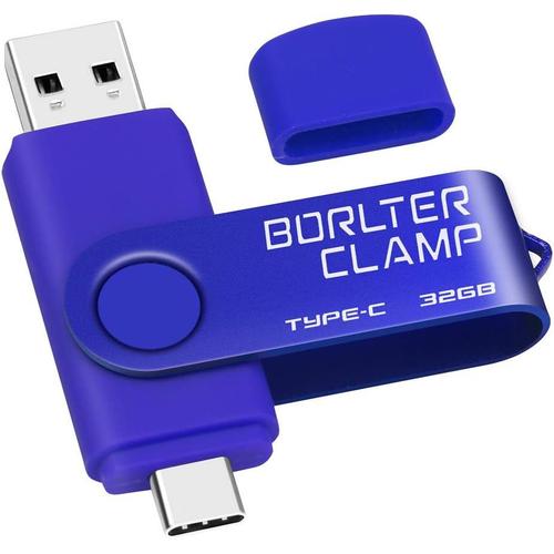 Clé Usb Type C 32 Go, Borlterclamp Mémoire Stick Double Connecteur Usb C 3.0 U Disque Flash Drive Pour Smartphone Android Samsung S10/S9/S8, Huawei Honor, Lg, Tablette Et Ordinateur (Bleu)[L1438]