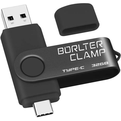 Clé Usb Type C 32 Go, Borlterclamp Mémoire Stick Double Connecteur Usb C 3.0 U Disque Flash Drive Pour Smartphone Android Samsung S10/S9/S8, Huawei Honor, Lg, Tablette Et Ordinateur (Noir)[L1510]