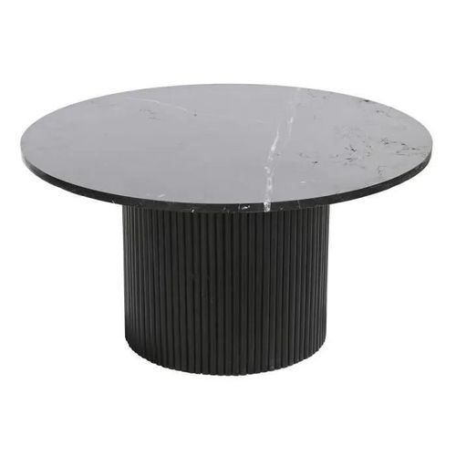 Table Basse Style Moderne Noir Bois, Marbre 80 Cm