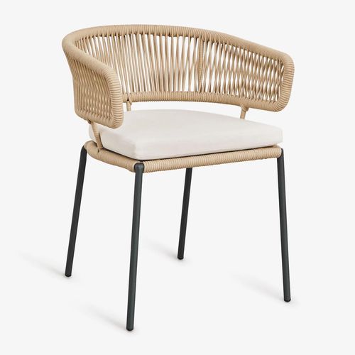 Pack De 4 Chaises De Salle À Manger Empilables En Fer Et Corde Tressée Calipso Naturel