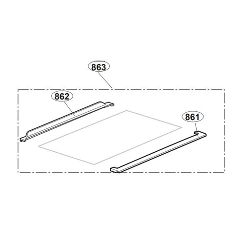 Profil arrière clayette ( repère 862 ) 540 mm Réfrigérateur congélateur (5847800100 ALTUS BEKO DOMEOS OCEANIC)