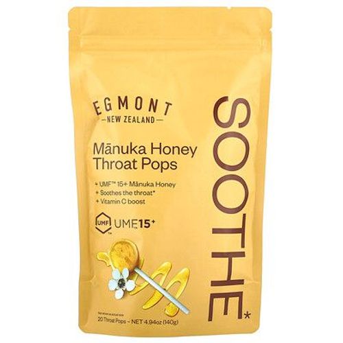 Egmont Honey, Sucettes Pour La Gorge Au Miel De Manuka, 20 Sucs Pour La Gorge, 140 G