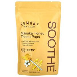 Egmont Honey, Sucettes Pour La Gorge Au Miel De Manuka, 20 Sucs Pour La Gorge, 140 G