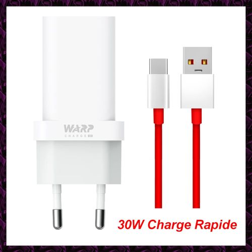 Oneplus Adaptateur Usb 30w Original Chargeur Secteur Mural Charge Rapide Traver 5v 4a Dash + Type C Câble Cordon Origine Pour Oneplus 1 + 3 3t / 5 5t / 6 6t / 7 Pro 7t / 8 / Nord 2