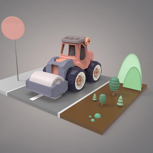 Ensemble De Camion En Plastique Minumobile Pour Enfants,Assemblage De Jouets,Chargement,Déchargement,Bricolage,Ingénierie,Voiture,Cadeaux Créatifs Pour Garçon - Type Roller
