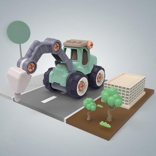 Ensemble De Camion En Plastique Minumobile Pour Enfants,Assemblage De Jouets,Chargement,Déchargement,Bricolage,Ingénierie,Voiture,Cadeaux Créatifs Pour Garçon - Type Drilling Machine