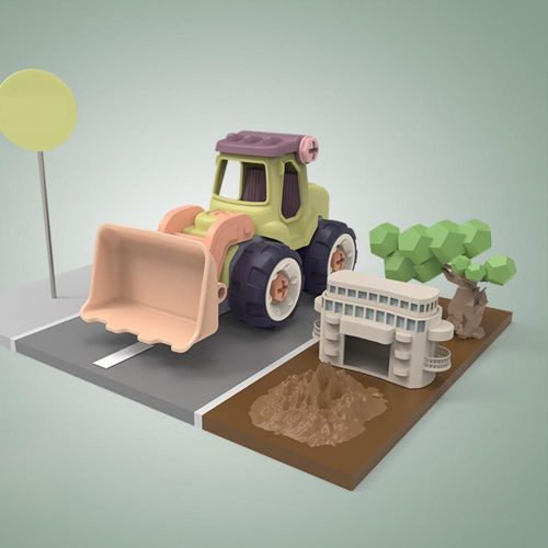 Ensemble De Camion En Plastique Minumobile Pour Enfants,Assemblage De Jouets,Chargement,Déchargement,Bricolage,Ingénierie,Voiture,Cadeaux Créatifs Pour Garçon - Type Bulldozer