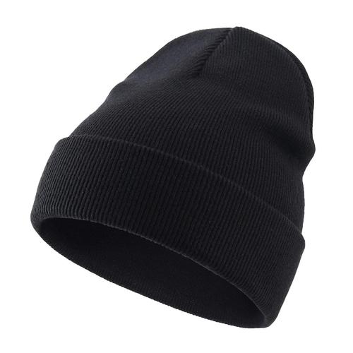 Tricot Chapeau Coton Manchette Bonnet Warm Skull Cap-Noir