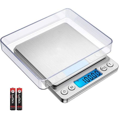 Balance de précision, balance numérique 500g, balance de poche, échelle de lettres, échelle de gramme, fonction pcs, fonction tare, conversion de 6 unités, arrêt automatique (argent)