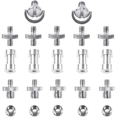 22pcs Trépied Vis Adaptateur Caméra Vis, 1/4 pouce et 3/8 pouce Convertisseur Vis filetées