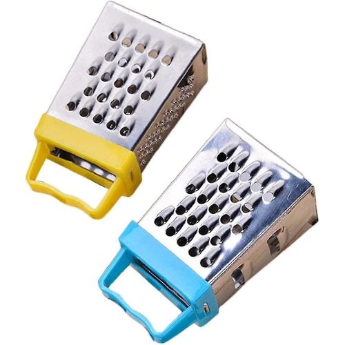 Râpe à fruits en acier inoxydable trancheuse de légumes manuelle à 4 côtés avec poignée Gadgets de cuisine Accessoire (couleur aléatoire) (2pcs)