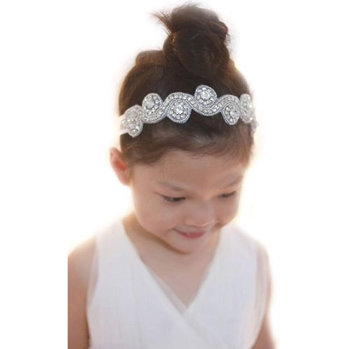 Nudal Crystal Flower Girl Headband Wedding Hair Accessories Hair Jewelry Strass Bijoux Coiffe Party Headband Hair Accessories Silver