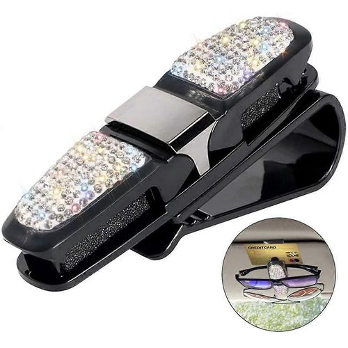 Support de lunette de soleil de voiture, Premium Bling Visor Eyeglass Clip Double Couche Sparkly Auto Lunettes de soleil