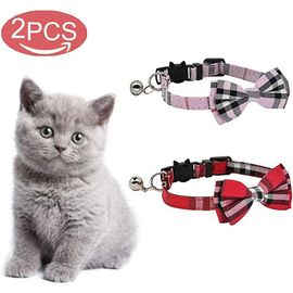 Collier Pour Chat Avec Boucle De Sécurité, Clochettes Et Noeuds