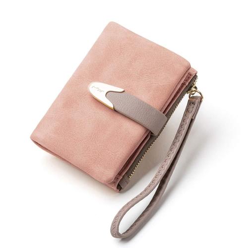 Portefeuilles pour femmes Rfid Petit compact bifold Portefeuille court, dames Poignet Zipper Coin Sac à main-rose