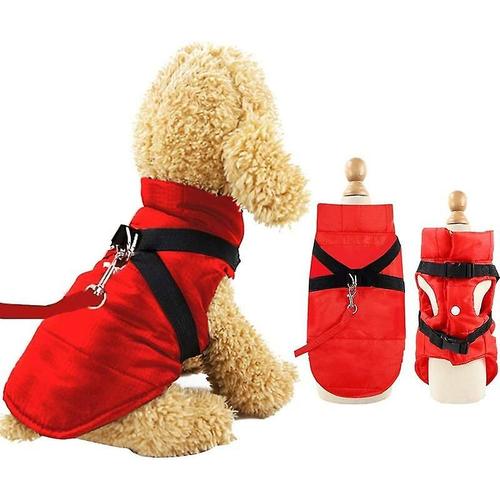 Manteaux D¿Hiver Pour Chiens Imperméables À L¿Eau Chaud Avec Trou De Harnais, Veste De Chiot Veste Vêtements De Costume Vêtements Pour L¿Hiver Pour Petits Chiens Animal De Compagnie, Rouge, S