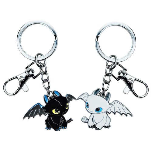 2pcs Couple Métal Porte-Clés Dragon Forme Édenté Porte-Clés Sans Sac Cintre Cintre Cadeau Amant Enfant