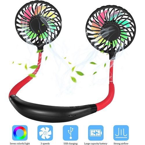 Usb Mini Ventilateur, Pendoir Ventilateur Cou Mini Ventilateur Silencieux Ventilateur Portable Têtes Réglables 3 Vitesses de Vent Recharge
