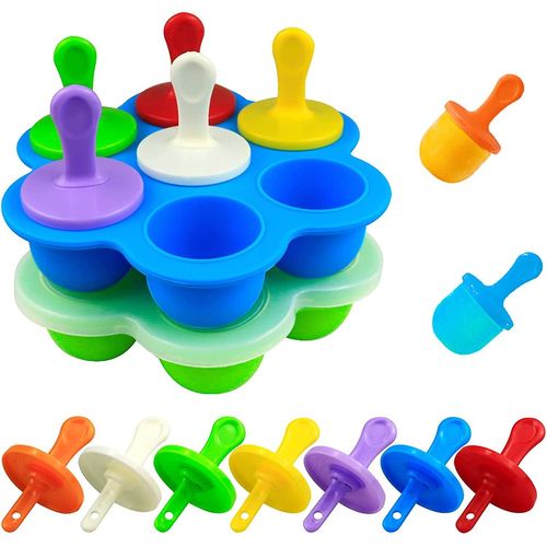 Pack De 2 Moules À Popsicle En Silicone - 7 Cavités Mini Moule À Glace Bricolage Avec Bâton, Anti-Gouttes, Moules À Gâteaux Antiadhésifs Pour Bouchées D¿?ufs