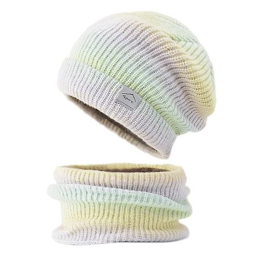 2pcs Winter Girls Adorable Beanie Hat Foulard Et Sets Tricot Classique Casquette Chaude