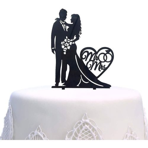 M. et Mme Cake Topper Acrylique Love Wedding Cake Topper Funny Bride and Groom Cake Topper, 1PC