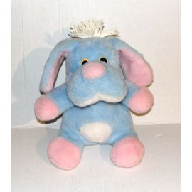 Peluche Chien Bleu Blanc Rose Vintage Nounours
