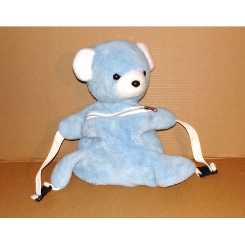 Peluche Ours Bleu Vintage Nounours Sac A Dos Ou Range Pyjama 36 Cm
