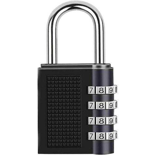 Serrure à combinaison, 1 Pcs 4 digit imperméable à l¿eau et durable Cadenas à combinaison pour casiers de sport, placards et rangement, école, etc. (noir)