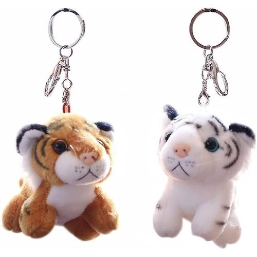 2pcs Peluche Porte-Clés Peluche Animal Tigre Jouet Doux Animal Charme Porte-Clés Mignon Porte-Clés Pour Enfants Sac À Main Sac À Dos Sac À Main
