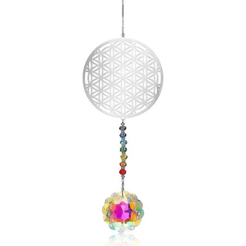 3d Crystal Suncatcher Fleur Métal De Vie Tournesol Prisme Arc-en-ciel Feng Shui Suncatcher Décoration Lustre Suspendu