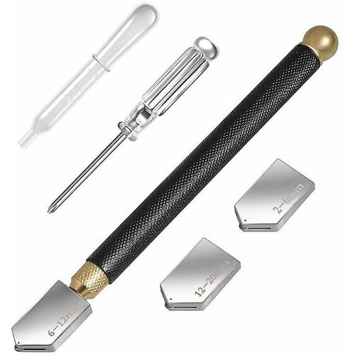 Coupe-verre, outil de coupe de verre Premium de 2mm-20mm, alimentation en pointe de crayon de style huile de carbure, ensemble d¿outils en verre de coupe pour miroir / carrelage / mosaïque / verre tei